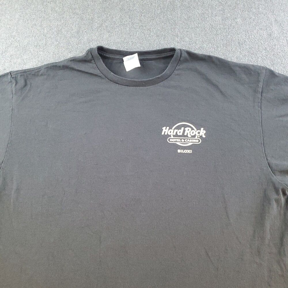 Vintage Hard Rock T-Shirt Mens Size XL Black Hotel Casino Biloxi Graphic Guitar